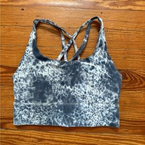 Lululemon Athletica Gray and White Long Line Energy Sports Bra Size 4